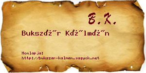 Bukszár Kálmán névjegykártya