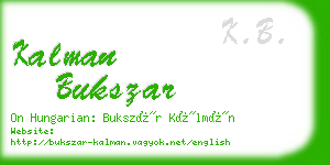 kalman bukszar business card